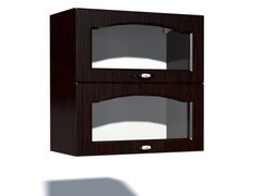 Corp superior vitrina 80 cu 2 usi orizontale Zebra MDF mustata wenge